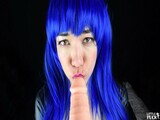 Operation Overlord  Ahegao Freaky Blowjob From Blue Hair Girl