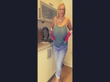 Annabel's wet T shirt big tits washing up play