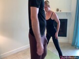 Stepson helps stepmom with yoga and stretches her pussy