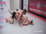 Alura Jenson kicks opponent in balls in nude wrestling