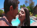 FILF - Petite Brazilian Teen Creamed By The Pool