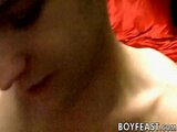 Adorable twink Trace Van De Kamp swallows cum after blowjob