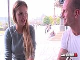 Slender blonde Candy Alexa first time fucking in public