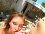 brunette latina waitress gets seduced and fucked in abandoned building