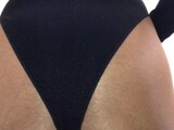 Dick Bulging Thru Sexy Black Bodysuit and Shiny Tights