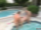 Blonde stunner being fucked in the pool by th