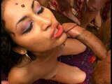 Indian chick sucks &amp; fucks a bunch of hard cocks