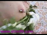 Heavy Nettles self Torture Nipples &amp; Pussy stinging Nettle