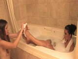 mistress use lesbian slave in bath