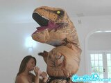 big ass latina teen chased by lesbian loving TREX on hoverboard then fucked