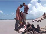 Brazilian beach threesome.