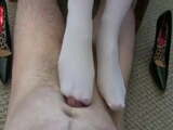 asian white nylon stockings footjob interruption