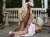 Princess in a crown bends over for king&amp;#039;s cock in outdoor royal fuck