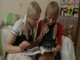 Naughty blonde schoolgirls fill each other&amp;#039;s holes with toys