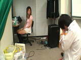 Japanese babe gives guy her pink panties to sniff