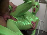 Hot teen in green catsuit