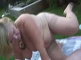 Chubby blonde mature nailed in the backyard