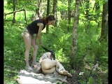 Lady and the slave in the forest