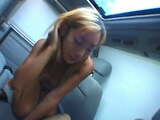 Naughty tanned girl gets fucked  in the car