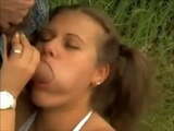 Chubby hairy german girl outdoor