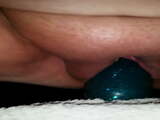 BIG BLUE DILDO, nice and wet