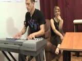 Russian piano teaching MILF ia aroused by her student