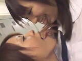 two japanese girls deep tongue kissing and sucking