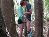 Couple fucking outdoors in the woods