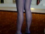 In my blue FF nylon stockings and garter belt. 