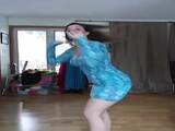 Pawg in blue dress dancing to arabic music