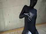 zentai girl vibrating