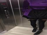 Crossdresser sissy showing her stuff in public elevator