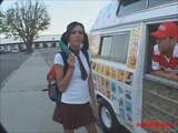 icecream truck teen in knee high white socks get long white 