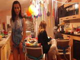 SWEETDESIRE AND HER GF STRIP IN  KITCHEN WHILE THE BOYS OUT 