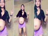 Dancing and Teasing Pregnant Babe