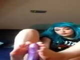 Blue Hair Girl with Beautiful Soles